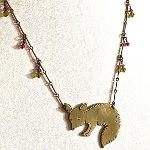 Cute Brass Fox Necklace